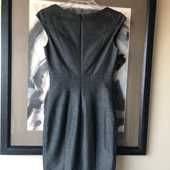 Karen Millen grey V Neck Cap Sleeve Wool Mix Work Wiggle Bodycon Dress UK 10, - Picture 2 of 3